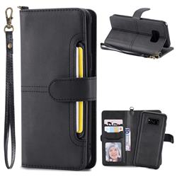 Retro Multi-functional Detachable Leather Wallet Phone Case for Samsung Galaxy S8 - Black