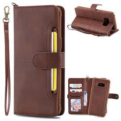 Retro Multi-functional Detachable Leather Wallet Phone Case for Samsung Galaxy S8 - Coffee