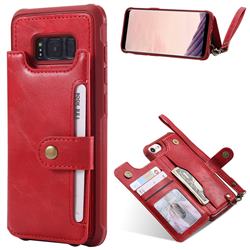 Retro Aristocratic Demeanor Anti-fall Leather Phone Back Cover for Samsung Galaxy S8 - Red