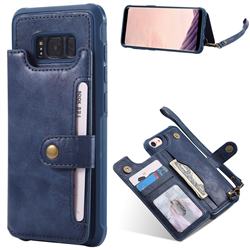 Retro Aristocratic Demeanor Anti-fall Leather Phone Back Cover for Samsung Galaxy S8 - Blue