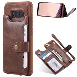 Retro Aristocratic Demeanor Anti-fall Leather Phone Back Cover for Samsung Galaxy S8 - Coffee