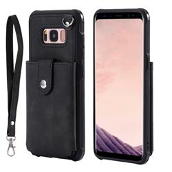 Retro Luxury Anti-fall Mirror Leather Phone Back Cover for Samsung Galaxy S8 - Black