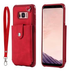 Retro Luxury Anti-fall Mirror Leather Phone Back Cover for Samsung Galaxy S8 - Red