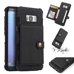 Brush Multi-function Leather Phone Case for Samsung Galaxy S8 - Black