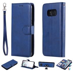 Retro Greek Detachable Magnetic PU Leather Wallet Phone Case for Samsung Galaxy S8 - Blue