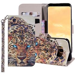 Leopard 3D Painted Leather Phone Wallet Case Cover for Samsung Galaxy S8