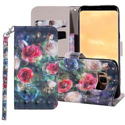 Rose Flower 3D Painted Leather Phone Wallet Case Cover for Samsung Galaxy S8