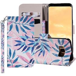 Green Leaf 3D Painted Leather Phone Wallet Case Cover for Samsung Galaxy S8