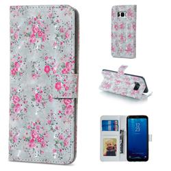 Roses Flower 3D Painted Leather Phone Wallet Case for Samsung Galaxy S8