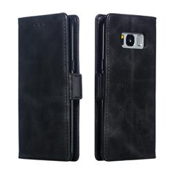 Retro Classic Calf Pattern Leather Wallet Phone Case for Samsung Galaxy S8 - Black