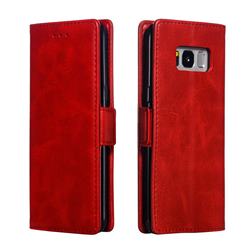 Retro Classic Calf Pattern Leather Wallet Phone Case for Samsung Galaxy S8 - Red