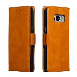 Retro Classic Calf Pattern Leather Wallet Phone Case for Samsung Galaxy S8 - Yellow