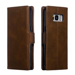 Retro Classic Calf Pattern Leather Wallet Phone Case for Samsung Galaxy S8 - Brown