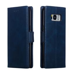 Retro Classic Calf Pattern Leather Wallet Phone Case for Samsung Galaxy S8 - Blue