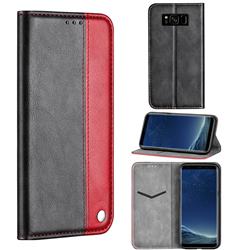 Classic Business Ultra Slim Magnetic Sucking Stitching Flip Cover for Samsung Galaxy S8 - Red