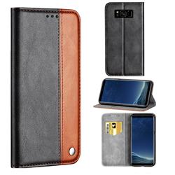 Classic Business Ultra Slim Magnetic Sucking Stitching Flip Cover for Samsung Galaxy S8 - Brown