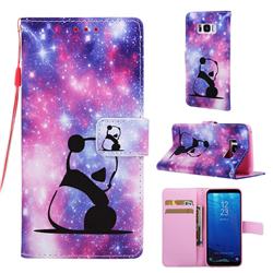 Panda Baby Matte Leather Wallet Phone Case for Samsung Galaxy S8