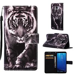 Black and White Tiger Matte Leather Wallet Phone Case for Samsung Galaxy S8