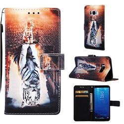 Cat and Tiger Matte Leather Wallet Phone Case for Samsung Galaxy S8