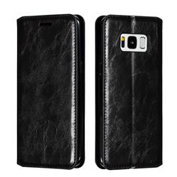 Retro Slim Magnetic Crazy Horse PU Leather Wallet Case for Samsung Galaxy S8 - Black