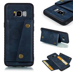 Retro Multifunction Card Slots Stand Leather Coated Phone Back Cover for Samsung Galaxy S8 - Blue