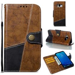 Retro Magnetic Stitching Wallet Flip Cover for Samsung Galaxy S8 - Brown