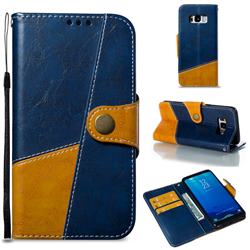 Retro Magnetic Stitching Wallet Flip Cover for Samsung Galaxy S8 - Blue
