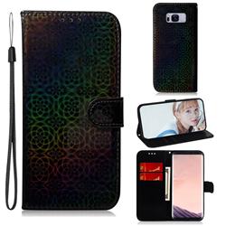 Laser Circle Shining Leather Wallet Phone Case for Samsung Galaxy S8 - Black