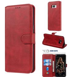 Retro Calf Matte Leather Wallet Phone Case for Samsung Galaxy S8 - Red