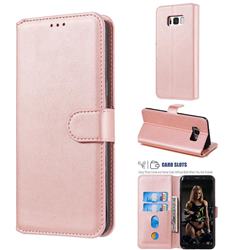 Retro Calf Matte Leather Wallet Phone Case for Samsung Galaxy S8 - Pink