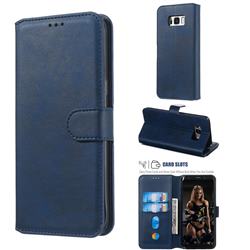 Retro Calf Matte Leather Wallet Phone Case for Samsung Galaxy S8 - Blue