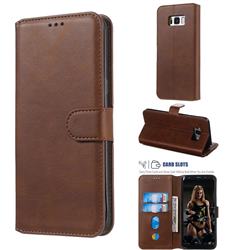 Retro Calf Matte Leather Wallet Phone Case for Samsung Galaxy S8 - Brown