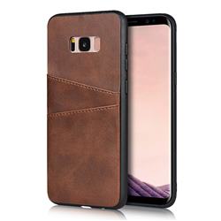 Simple Calf Card Slots Mobile Phone Back Cover for Samsung Galaxy S8 - Coffee