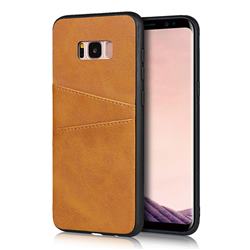 Simple Calf Card Slots Mobile Phone Back Cover for Samsung Galaxy S8 - Yellow