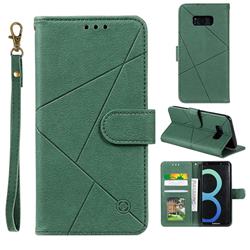 Embossing Geometric Leather Wallet Case for Samsung Galaxy S8 - Green
