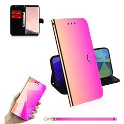 Shining Mirror Like Surface Leather Wallet Case for Samsung Galaxy S8 - Rainbow Gradient