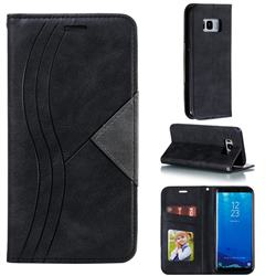 Retro S Streak Magnetic Leather Wallet Phone Case for Samsung Galaxy S8 - Black