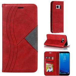 Retro S Streak Magnetic Leather Wallet Phone Case for Samsung Galaxy S8 - Red