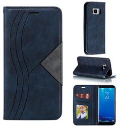 Retro S Streak Magnetic Leather Wallet Phone Case for Samsung Galaxy S8 - Blue