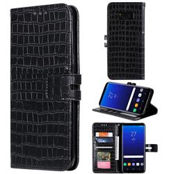 Luxury Crocodile Magnetic Leather Wallet Phone Case for Samsung Galaxy S8 - Black