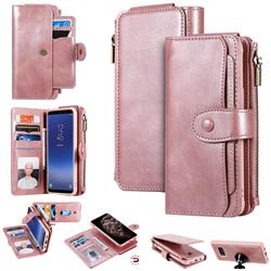 Retro Multifunction Zipper Magnetic Separable Leather Phone Case Cover for Samsung Galaxy S8 - Rose Gold