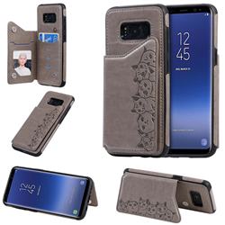 Yikatu Luxury Cute Cats Multifunction Magnetic Card Slots Stand Leather Back Cover for Samsung Galaxy S8 - Gray