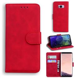 Retro Classic Skin Feel Leather Wallet Phone Case for Samsung Galaxy S8 - Red