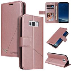 GQ.UTROBE Right Angle Silver Pendant Leather Wallet Phone Case for Samsung Galaxy S8 - Rose Gold