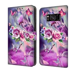 Flower Butterflies Crystal PU Leather Protective Wallet Case Cover for Samsung Galaxy S8