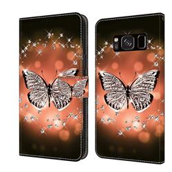 Crystal Butterfly Crystal PU Leather Protective Wallet Case Cover for Samsung Galaxy S8