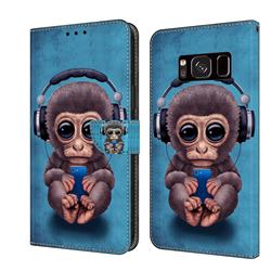 Cute Orangutan Crystal PU Leather Protective Wallet Case Cover for Samsung Galaxy S8