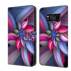 Colorful Flower Crystal PU Leather Protective Wallet Case Cover for Samsung Galaxy S8