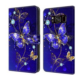 Blue Diamond Butterfly Crystal PU Leather Protective Wallet Case Cover for Samsung Galaxy S8