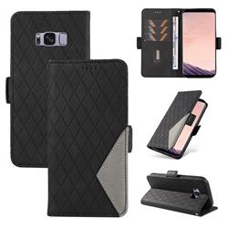 Grid Pattern Splicing Protective Wallet Case Cover for Samsung Galaxy S8 - Black